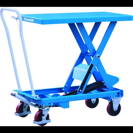Eoslift Industrial Grade TA30 Manual Scissor Lift Table Cart 660 lbs. Capacity, Table Size 19.7 in. x 32.6 in. with Swivel Rear Caster and Rigid Stationary Front Caster Wheels TA30